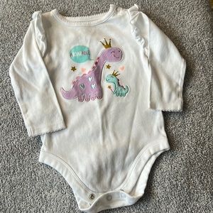 12 Month long sleeve onesie with dinosaur